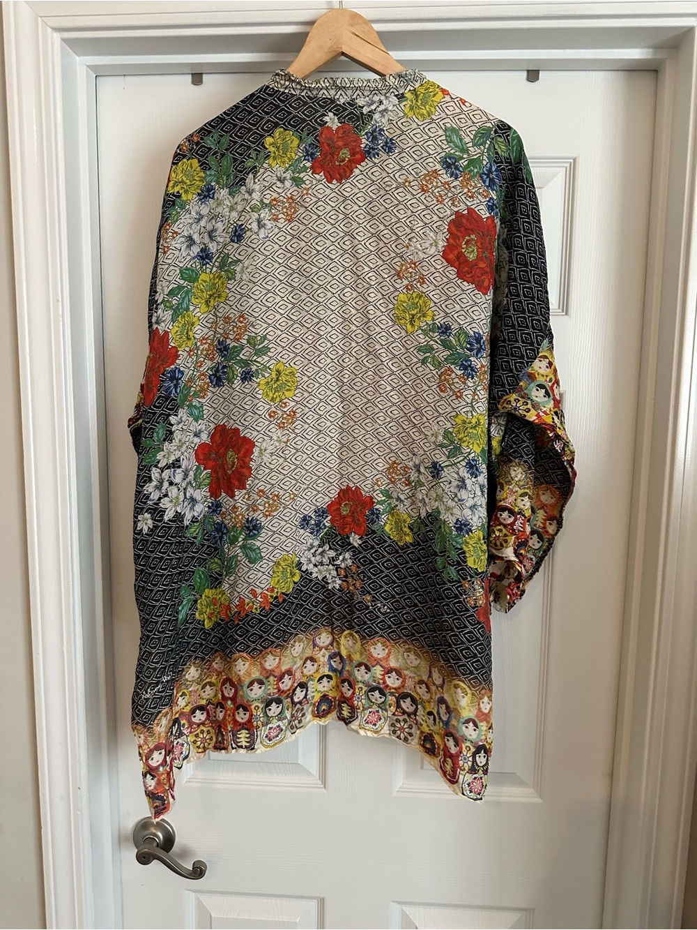 Johnny Was RARE Babette Russian Nesting Dolls 100% Silk Top Size 2X - Picture 11 of 12